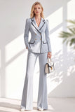 Costume marron ajusté à revers et manches longues, deux pièces avec pantalon et bouton recouvert