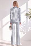 Costume marron ajusté à revers et manches longues, deux pièces avec pantalon et bouton recouvert