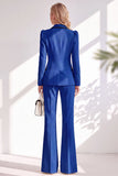 Costume marron ajusté à revers et manches longues, deux pièces avec pantalon et bouton recouvert