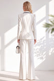 Costume marron ajusté à revers et manches longues, deux pièces avec pantalon et bouton recouvert