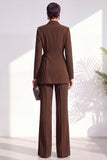 Costume deux pièces bourgogne plissé à col châle avec pantalon et ceinture
