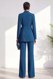 Costume deux pièces bourgogne plissé à col châle avec pantalon et ceinture