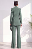 Costume deux pièces bourgogne plissé à col châle avec pantalon et ceinture