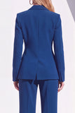 Costume formel bleu Berlin ajusté à revers, deux pièces avec pantalon et manches longues