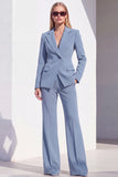 Costume formel bleu Berlin ajusté à revers, deux pièces avec pantalon et manches longues