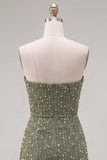 Robe de bal bleue bodycon Bodycon Strapless avec fleurs 3D