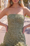 Robe de bal bleue bodycon Bodycon Strapless avec fleurs 3D