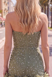 Robe de bal bleue bodycon Bodycon Strapless avec fleurs 3D