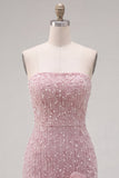 Robe de bal bleue bodycon Bodycon Strapless avec fleurs 3D