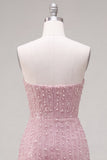 Robe de bal bleue bodycon Bodycon Strapless avec fleurs 3D