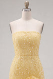 Robe de bal bleue bodycon Bodycon Strapless avec fleurs 3D