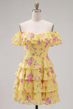 Robe de bal à fleurs bleue à trajets en A à étages dénudée avec dentelle dans le dos