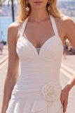 Robe de fin d’année bleue bodycon à étages avec fleurs 3D
