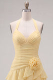 Robe de fin d’année bleue bodycon à étages avec fleurs 3D