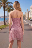 Robe courte de rentrée courte de rentrée en rose poussiéreuse sans bretelles Body-Moulante avec perles