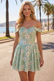 Robe courte de retour à la maison courte avec des paillettes en ligne A dénudée