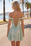 Robe courte de retour à la maison courte avec des paillettes en ligne A dénudée