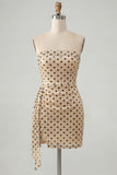 Robe courte de rentrée avec Shorts Breaks à pois à pois Champagne Body Sequins Courte de Retour à la Maison avec Ceinture