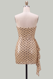 Robe courte de rentrée avec Shorts Breaks à pois à pois Champagne Body Sequins Courte de Retour à la Maison avec Ceinture