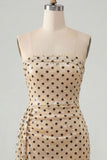 Robe courte de rentrée avec Shorts Breaks à pois à pois Champagne Body Sequins Courte de Retour à la Maison avec Ceinture