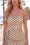 Robe courte de rentrée avec Shorts Breaks à pois à pois Champagne Body Sequins Courte de Retour à la Maison avec Ceinture