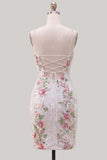 Sequins blancs scintillants à motifs floraux lacés dans le dos, robe courte de rentrée à la maison avec fente