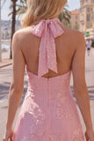 Robe courte de retour à la maison en dos nu, dos nu, ligne A, broderie florale
