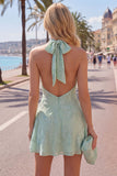 Robe courte de retour à la maison en dos nu, dos nu, ligne A, broderie florale