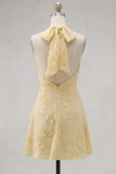 Robe courte de retour à la maison en dos nu, dos nu, ligne A, broderie florale