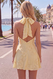 Robe courte de retour à la maison en dos nu, dos nu, ligne A, broderie florale