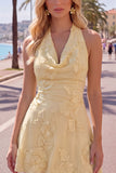 Robe courte de retour à la maison en dos nu, dos nu, ligne A, broderie florale