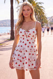 Robe de fin d’année à la rentrée rose rose à trous de serrure à volants à niveaux et à bretelles froncées