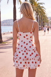 Robe de fin d’année à la rentrée rose rose à trous de serrure à volants à niveaux et à bretelles froncées