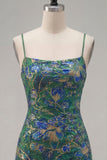 Robe courte de rentrée courte à volants en body-con, collante à volants vert foncé et lacée dans le dos