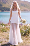 Robe de mariée maxi blanche sans bretelles en tulle pour elopement