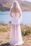 Robe de mariée maxi blanche sans bretelles en tulle pour elopement