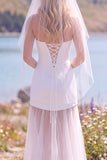 Robe de mariée maxi blanche sans bretelles en tulle pour elopement