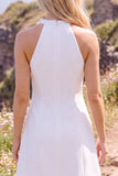 Robe de mariée courte blanche à encolure dos-nu avec fleur 3D