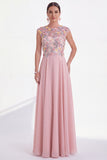 Robe longue longue de la mariée verte fleurie en ligne A, à col rond, avec des manches courtes