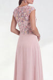 Robe longue longue de la mariée verte fleurie en ligne A, à col rond, avec des manches courtes