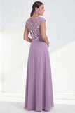 Robe longue longue de la mariée verte fleurie en ligne A, à col rond, avec des manches courtes