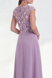 Robe longue longue de la mariée verte fleurie en ligne A, à col rond, avec des manches courtes