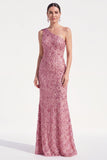 Robe de la mère de la mariée à une épaule à fleur de champagne Sirène avec paillettes