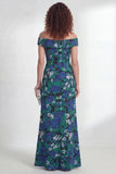 Robe longue de la mère de la mariée à fleurs vertes à fleurs dénudées, longue robe de la mère de la mariée
