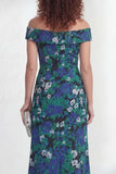 Robe longue de la mère de la mariée à fleurs vertes à fleurs dénudées, longue robe de la mère de la mariée