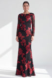 Robe longue de mère de la mariée à col bateau sirène rouge