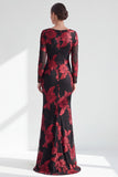 Robe longue de mère de la mariée à col bateau sirène rouge