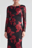 Robe longue de mère de la mariée à col bateau sirène rouge