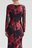 Robe longue de mère de la mariée à col bateau sirène rouge