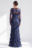 Robe longue de mère de la mariée à col bateau sirène rouge